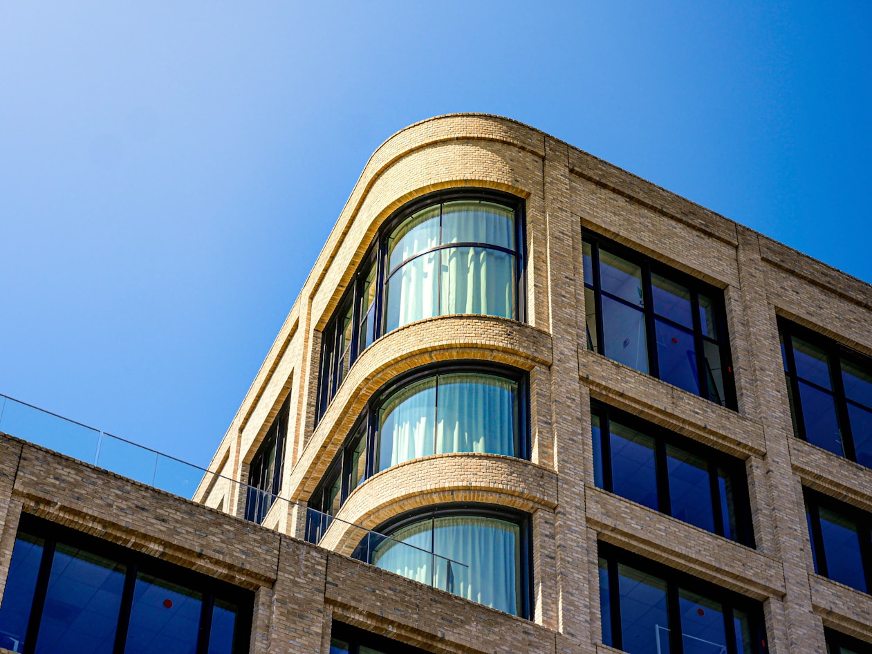 Modern glass building facade showcasing architectural glazing